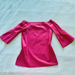 Lafayette 148 magenta off the shoulder 3/4 bell sleeve top